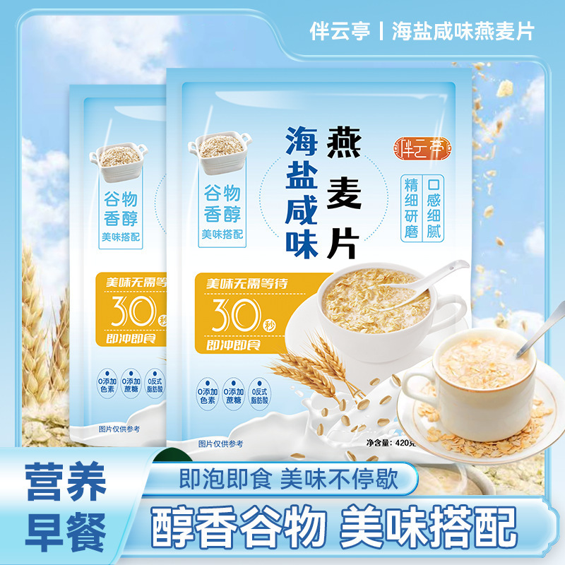 Sea Salt Flavored Oatmeal in Small Packets, Instant Breakfast Meal Replacement for Students, Savory Oatmeal