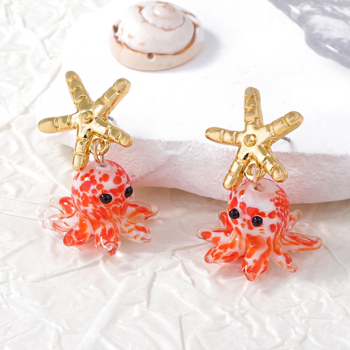 Polished Finish 1 Pair Cute Marine Style Animal/Zodiac Octopus Zinc Alloy Drop Earrings