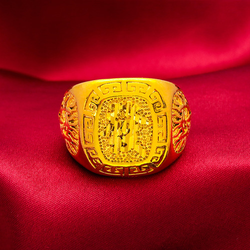 New Fufacai men's gold-plated 24k blessing ring Vietnamese sand gold opening adjustable live mouth imitation gold ring