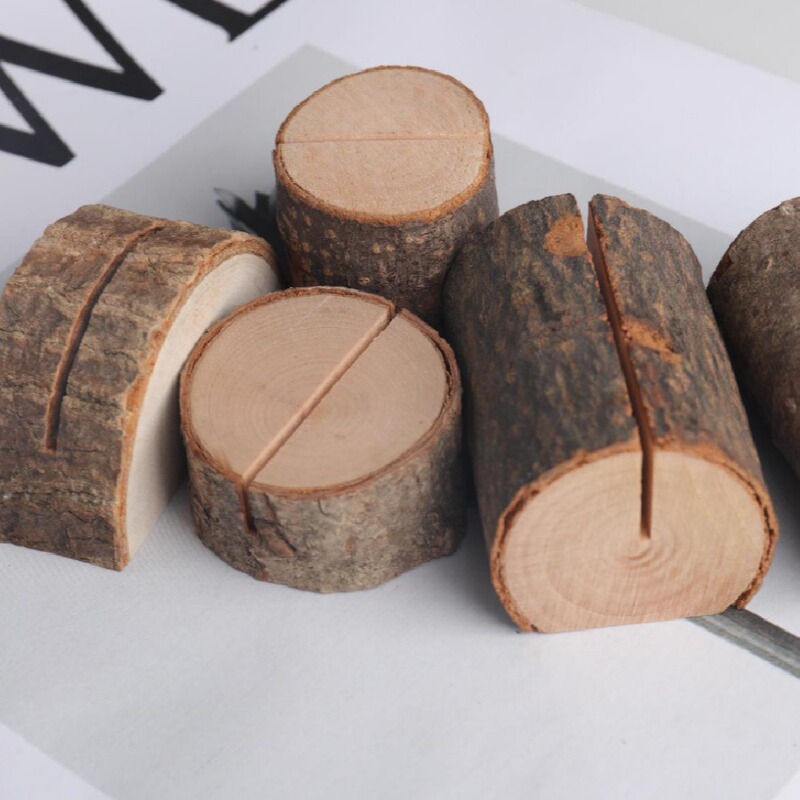 Wooden Notes Postcard Photo Menu Office Clip Small Trees Wood Stakes Clip Wood Crafts