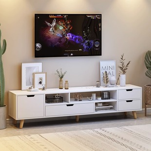 Nordic Modern Minimalist Tv Cabinet Coffee Table Combination Solid Wood Foot Low Cabinet Small Apartment Living Room Floor Cabinet Manufacturer Direct Sales Batch