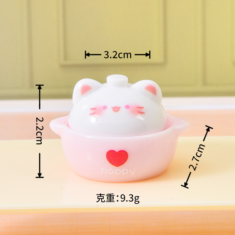 かわいい漫画の動物キャセロール diy 樹脂アクセサリードールハウスミニチュア食品おもちゃ手作りミニデスクトップ装飾品|undefined