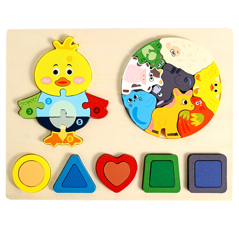 Nuevos productos de forma geométrica puzzle animal digital tridimensional puzzle tablero de dibujo de la educación temprana puzzle forma emparejada bloques de construcción