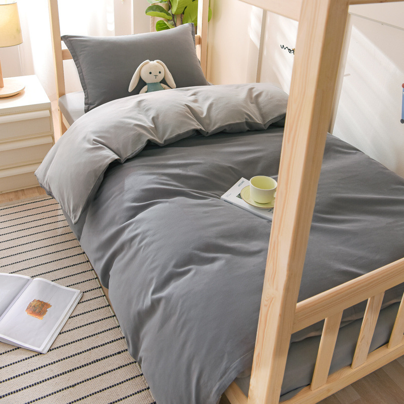 Algodón engrosado y cepillado de tres piezas Algodón de cuatro piezas Dormitorio de estudiantes Estudiantes de secundaria Cama individual superior Funda de edredón