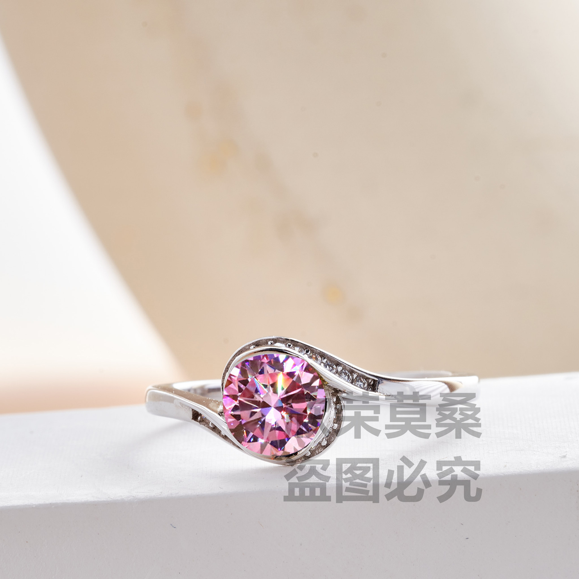 1CT anillo de piedra de color con certificado GRA tarjeta negra plata esterlina S925 anillo de comercio electrónico transfronterizo venta caliente