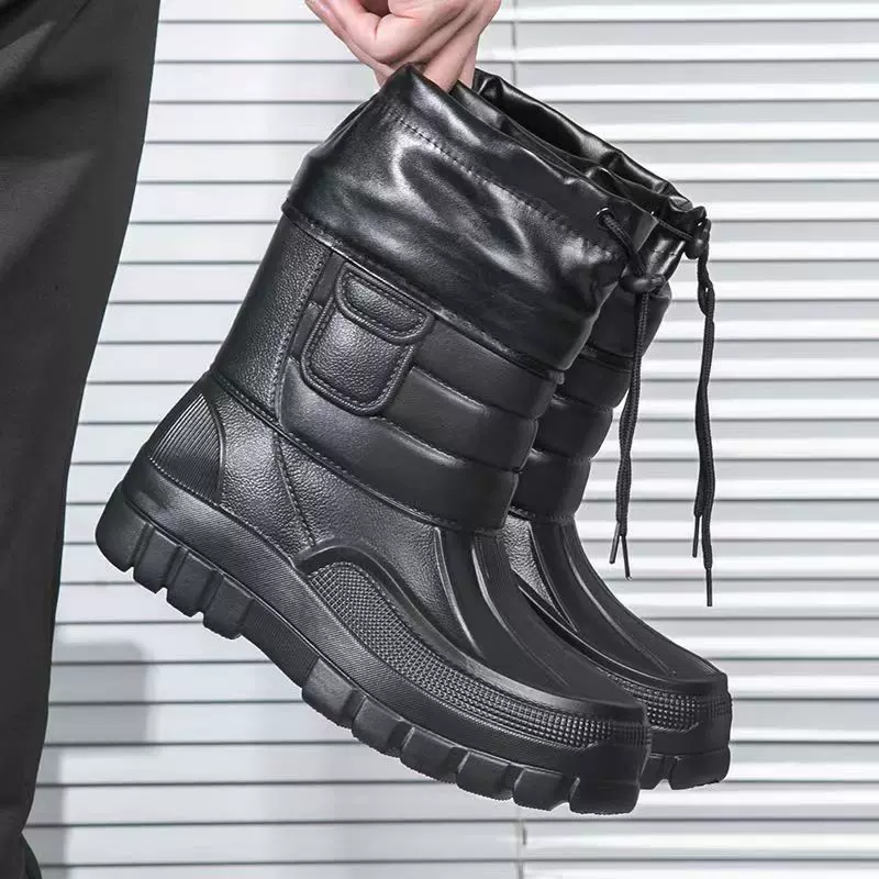 加厚雪地靴防水钓鱼鞋雨鞋男款防滑保暖棉靴防寒冬季冬钓加绒棉鞋