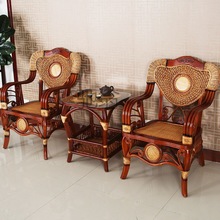 f1t印尼真藤椅三件套 五件套客厅休闲组合 全藤阳台转椅摇椅藤椅