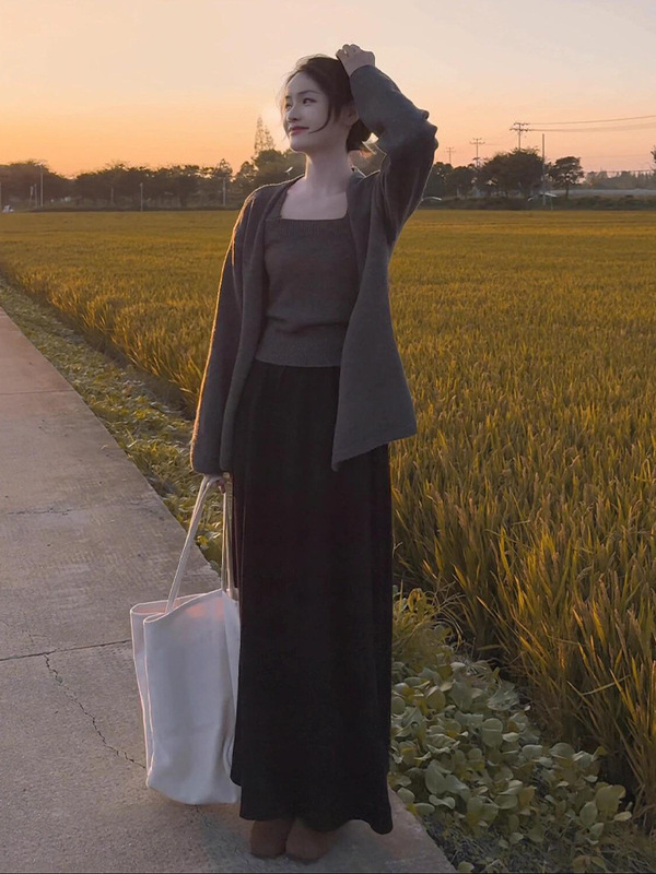 感毛衣针织连衣裙子女2025新款秋冬季韩系穿搭配一整套装早秋|undefined