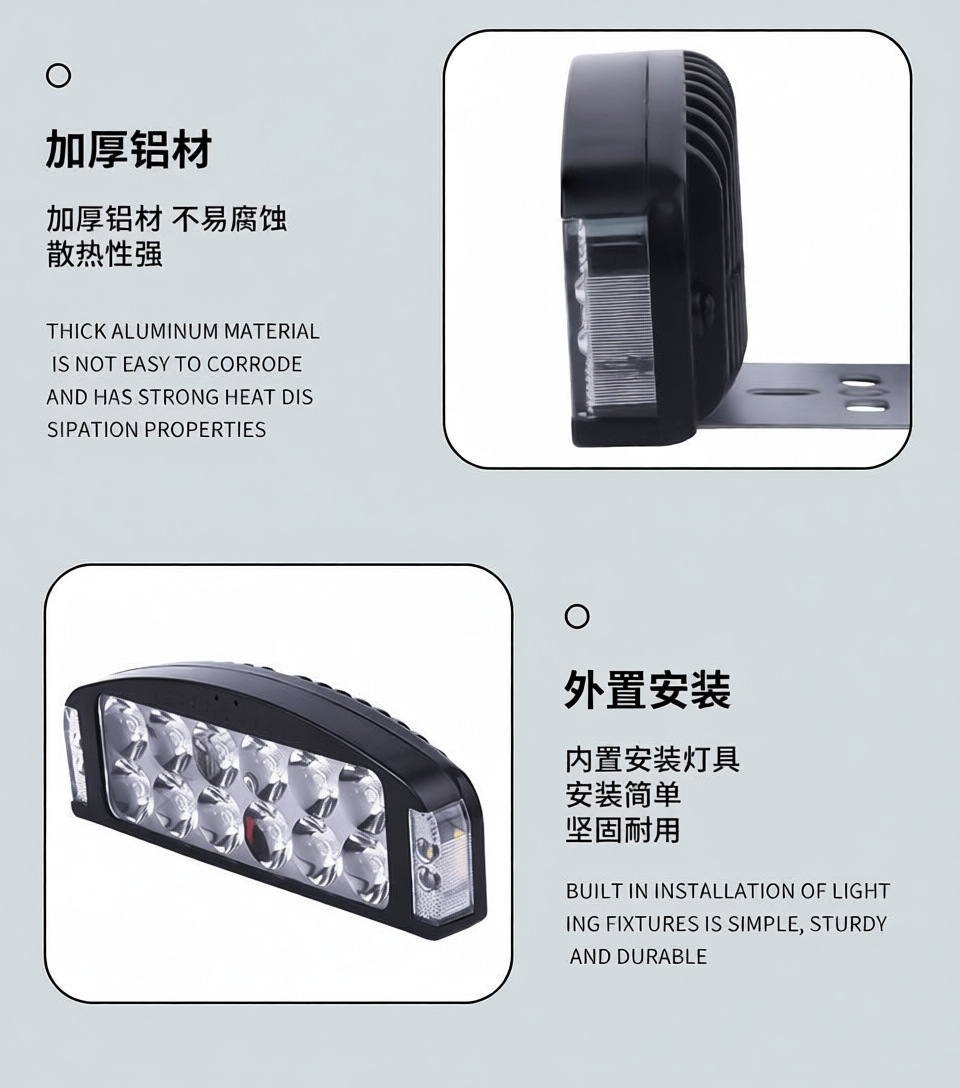 Car LED Spotlight 12V-80V Electric Vehicle Light Truck Reverse Light Tricycle Universal Waterproof Motorcycle Headlight