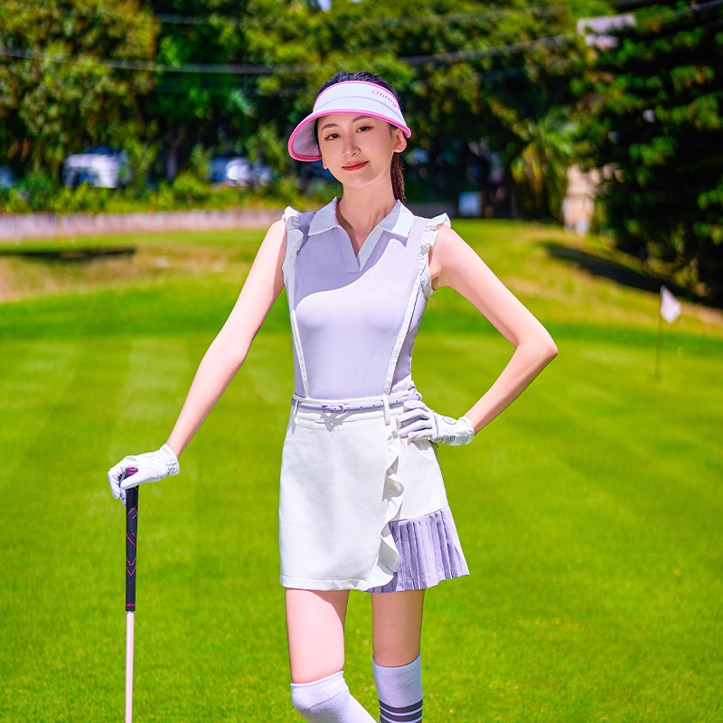 Golf Short-sleeved Women's Sleeveless T-shirt All-match Quick-drying Breathable Top Korean-style Women's Colorblock Polo Jersey