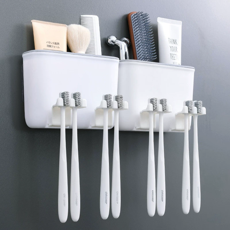 Toothbrush storage rack without punching mouthwash cup brush cup wall-mounted bathroom wall-mounted storage box tooth cylinder sleeve