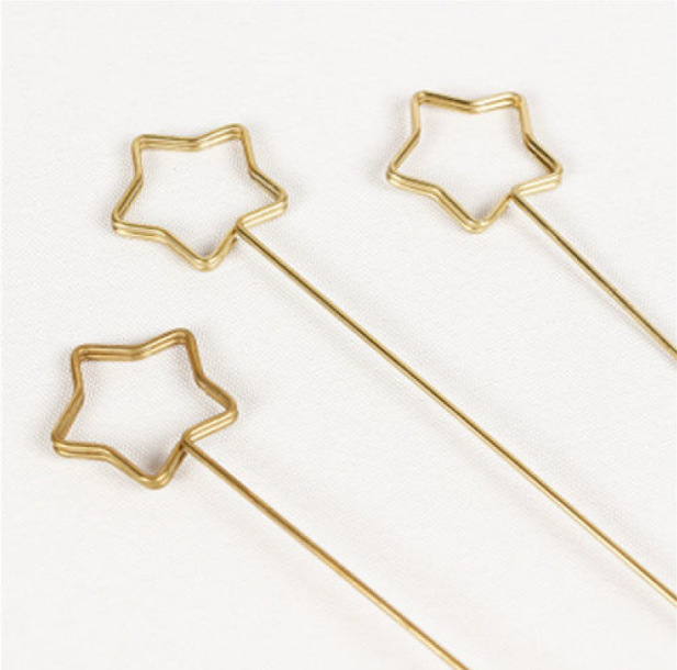 金属卡片夹鲜花花束爱心花插杆花艺镀金花杆鲜花包装材料花店用材