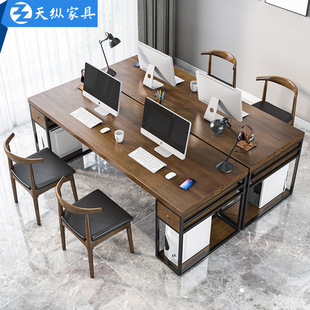 Tianyong American Compity Wood Office Staff Office Desk и Claft Comminte Four -Pperson Station Workshop Home Learning Desk Desk Desk Office