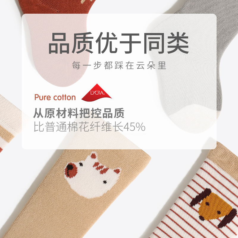 2023 otoño nuevo bebé recién nacido calcetines boca suelta sin hueso calcetines de bebé de dibujos animados niños y niñas calcetines largos