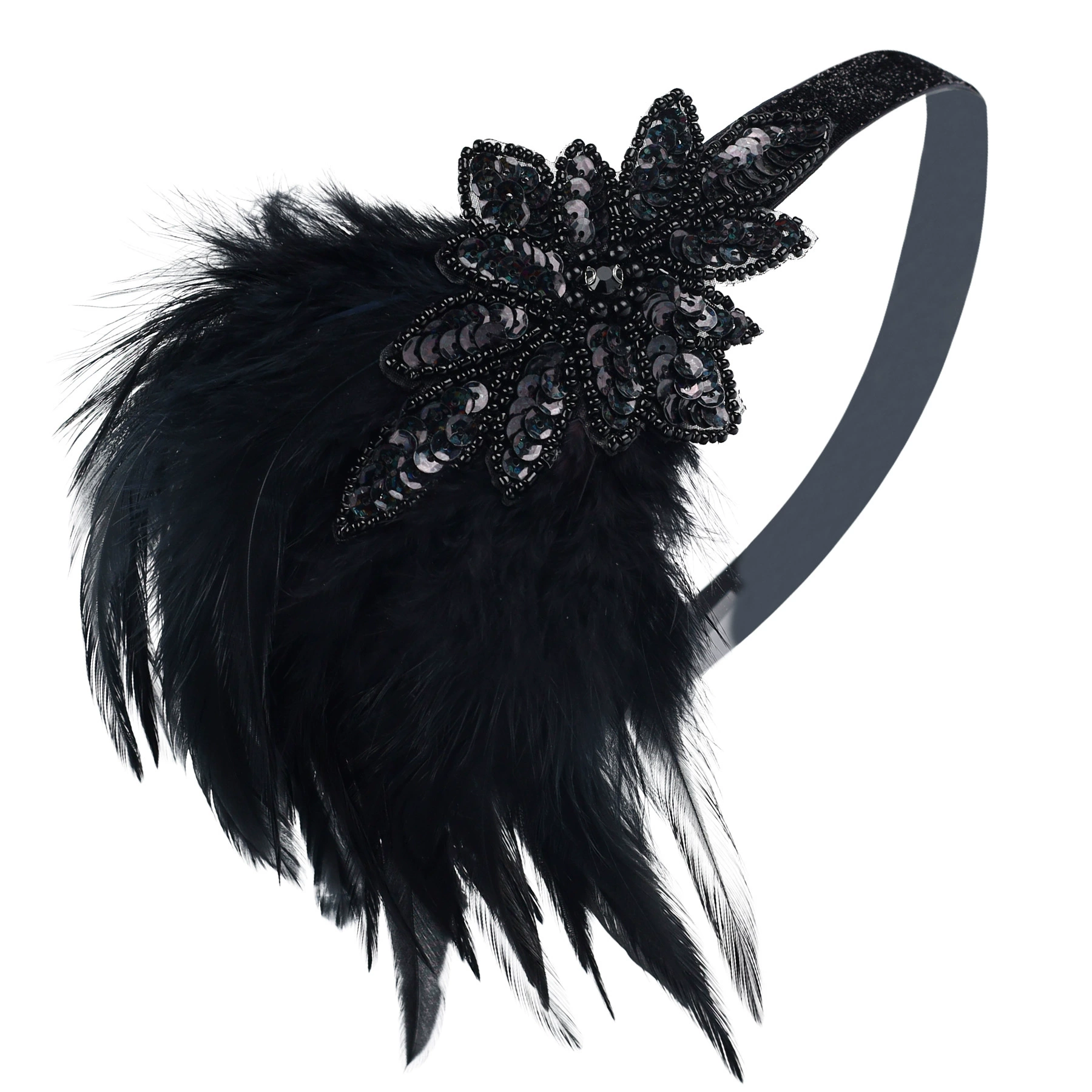 LOWOSAIWOR GATSBY HEADPIECE 20s повязка на голову с блестками и перьями повязка на голову аксессуары для волос