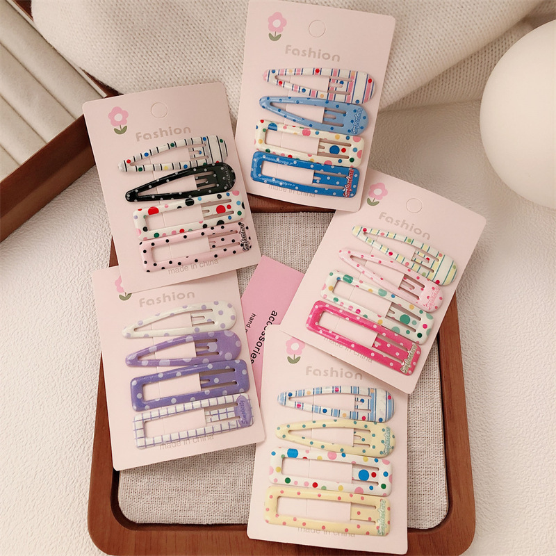 New Korean Style Sweet and Simple Bb Clip for Girls, Ins Style Side Fringe Clip with Polka Dots, College Style Side Clip