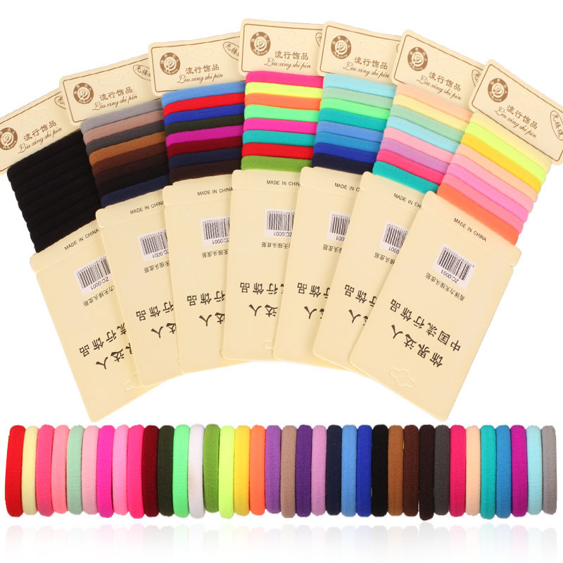 Student Head ring 4CM medium hair band does not hurt hairpin high elastic towel ring color leather cover tie rubber band
