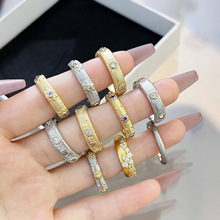 新款仿意大利织纹雕金拉丝工艺手工宫廷风双色金小中古微镶戒指女