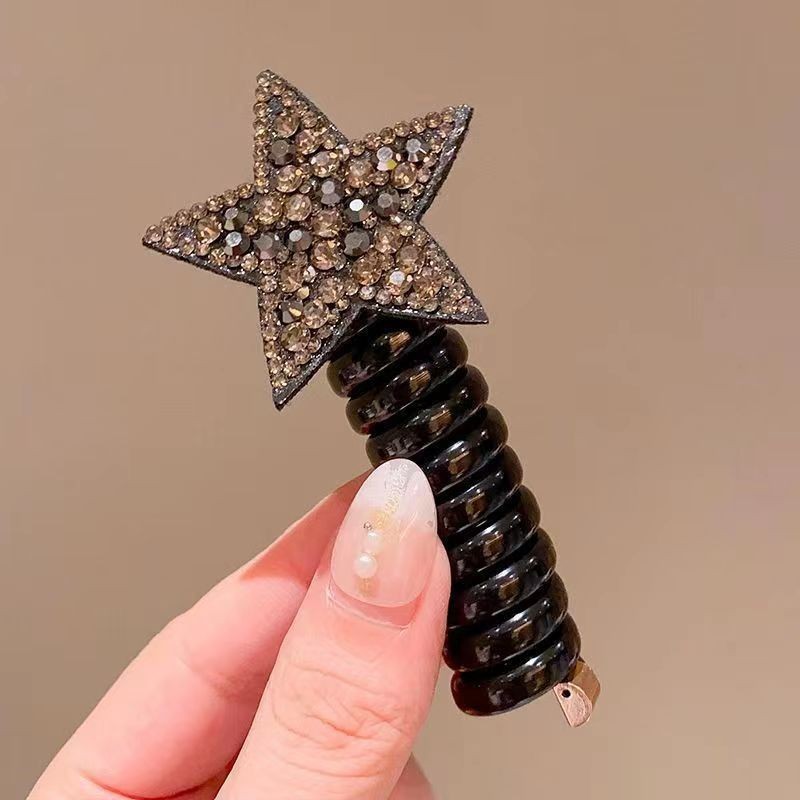 五角星の子供の電話線はぐるぐる巻いて神器の髪輪の高弾力の頭縄を巻いて馬尾のお下げの髪飾りをします。|undefined