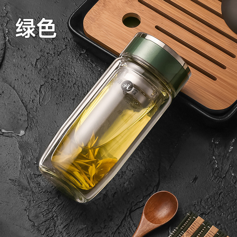 Mingxia グースエッグカップ二層増粘高ホウケイ酸ガラスウォーターカップビジネスオフィスポータブル透明フィルターティーカップ|undefined