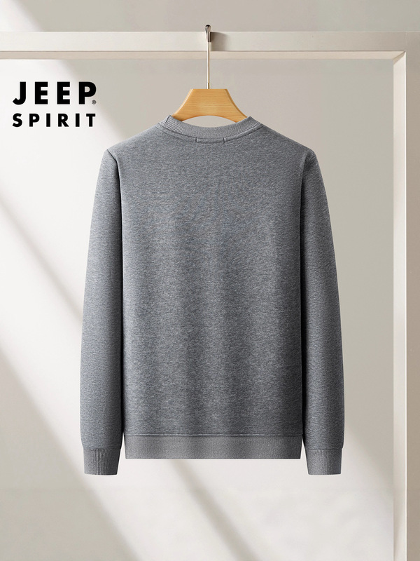 JEEP SPIRIT卫衣男2025秋冬新款抗皱透气加绒保暖时尚休闲圆领打|undefined