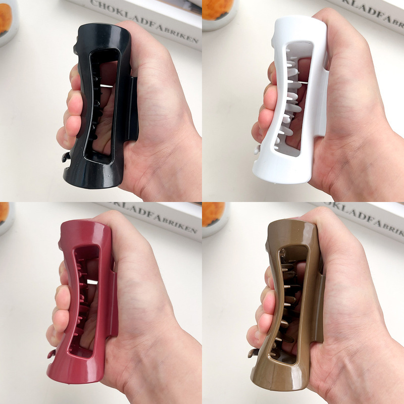 新款软硅胶发夹高级感方形镂空鲨鱼夹柔软防撞后脑夹防摔耐用抓夹|undefined