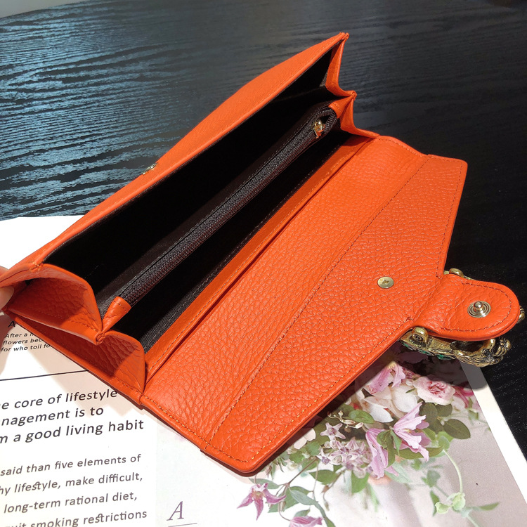 Cartera larga de mujer en piel auténtica con tarjetero_voghion.com