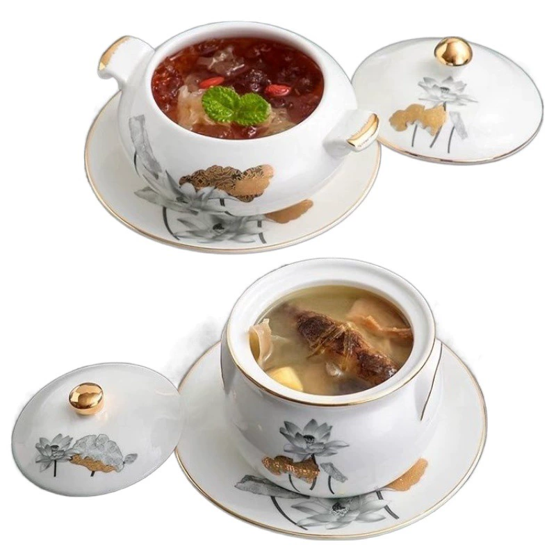 Керамическая гостиничная чашка с крышкой для тушения, для супа/десерта — «рыбный клей/плавник акулы/птичье гнездо», герметичная, для домашнего тушения (Buddha jumping wall)
