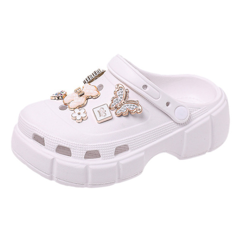 Detachable shoe flower shoe buckle accessory 2024 new hole shoe decoration DIY plaid little bear set