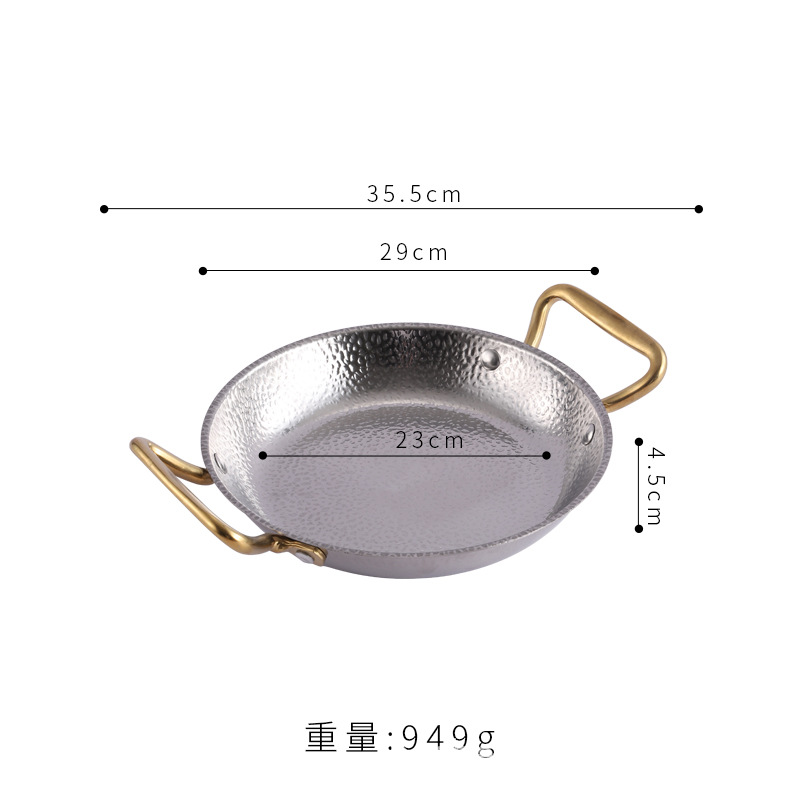 Acero inoxidable español marisco arroz olla engrosada comercial Corea del Sur frito pollo placa oro ejército olla caliente plana seca olla cuenca
