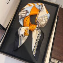 杭州丝绸真丝小方巾女100%桑蚕丝丝巾女欧美艾玛春秋领巾高档围巾