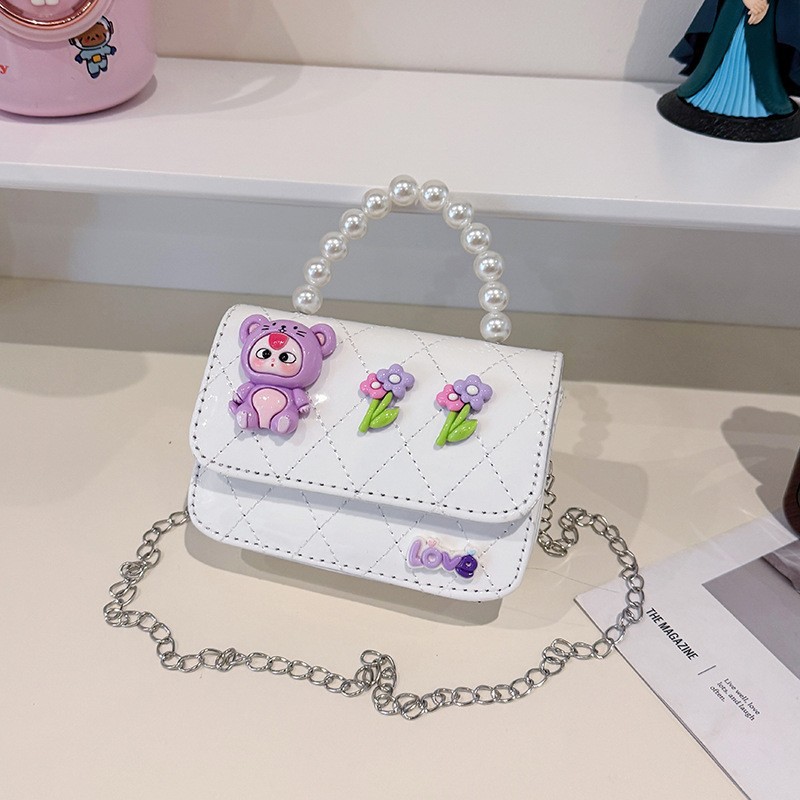 Bolsos infantiles, bolsos de moda princesa de perlas, bolsos de cambio de chicas lindas, bolsos de hombro de chicas
