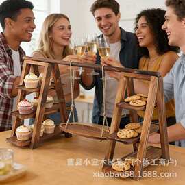木制纸杯蛋糕架桌面木制纸杯蛋糕展示架桌面甜品展示架秋千蛋糕架