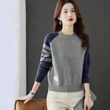 奥特莱斯清仓外贸剪标尾货低圆领短款毛衣女秋冬小个子针织打底衫