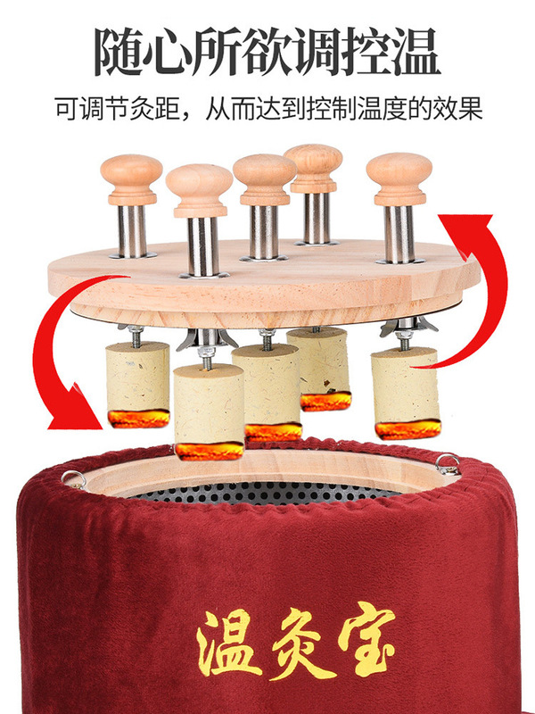 Wenjiubao 無煙無垢材灸箱、煙フィルター、温度制御、腰、腹部、首、ポータブル灸コラムボックス、灸器具|undefined