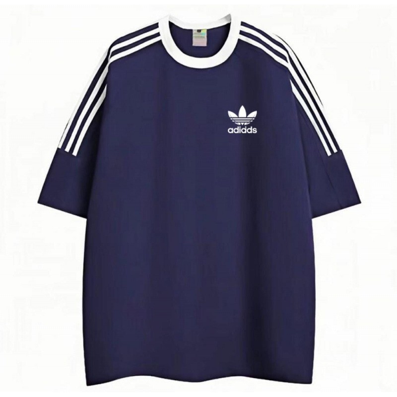 New Summer Clover Print Short-Sleeve T-Shirt for Men, Classic Three-Stripe Loose Half-Sleeve Top, Couple Style, Versatile