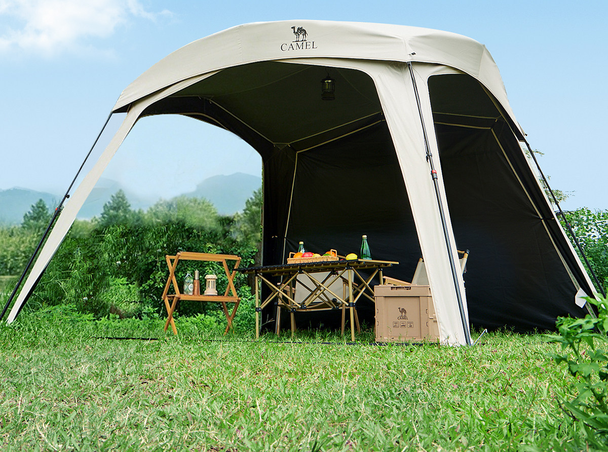 Camel 2026 New Model Black Vinyl Integrated Canopy Tent Outdoor Portable Camping Dome New Style Lazy Sunshade Tent