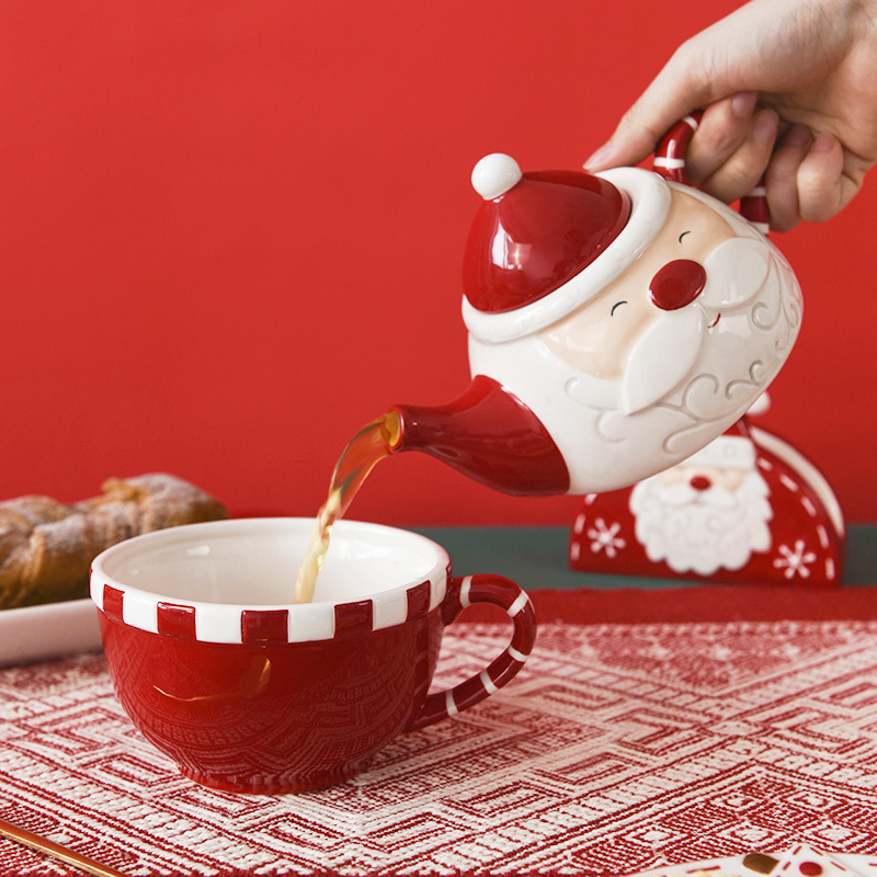 Papá Noel del norte de Europa tetera creativa taza de café tetera set tetera cerámica tetera de flores tetera materna taza de una persona