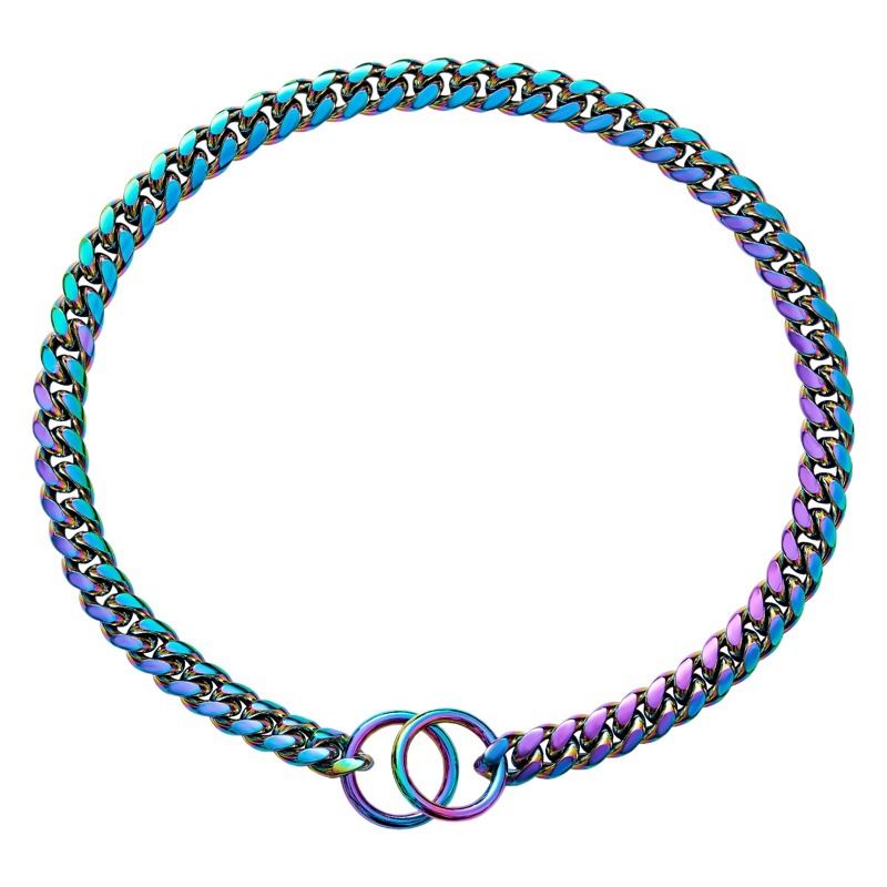 Cadena de perro mascota de tamaño pequeño y mediano de 10mm de acero inoxidable de acero de titanio cadena cubana de oro collar de perro collar de cadena de gato entrega de una pieza