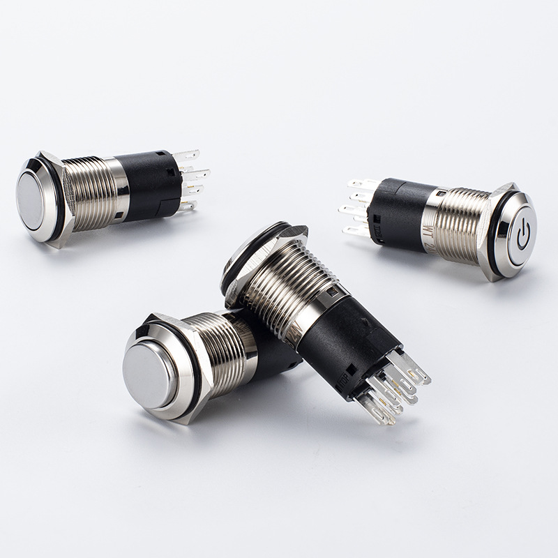 Metal button, double round switch key with light, 16mm