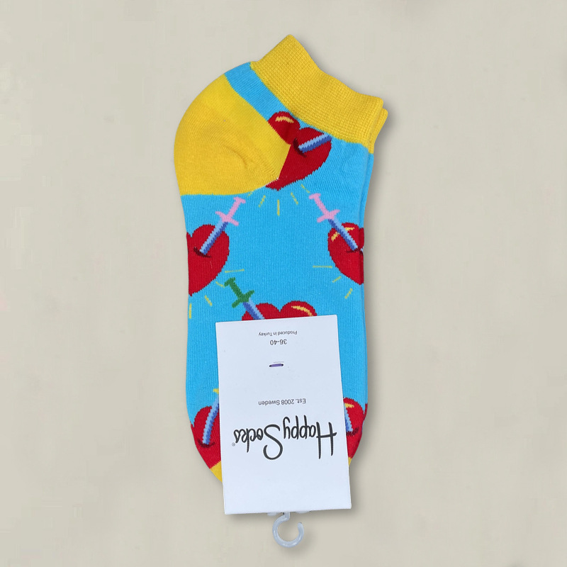 HappySocksハイスキンのショートソックスの漫画の浅い口の低い女性のスウェーデンのファッションのタイプのソックスの春夏のカラー