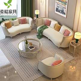 美式轻奢实木真皮沙发组合简约客厅1+2+3欧式中大小户型沙发
