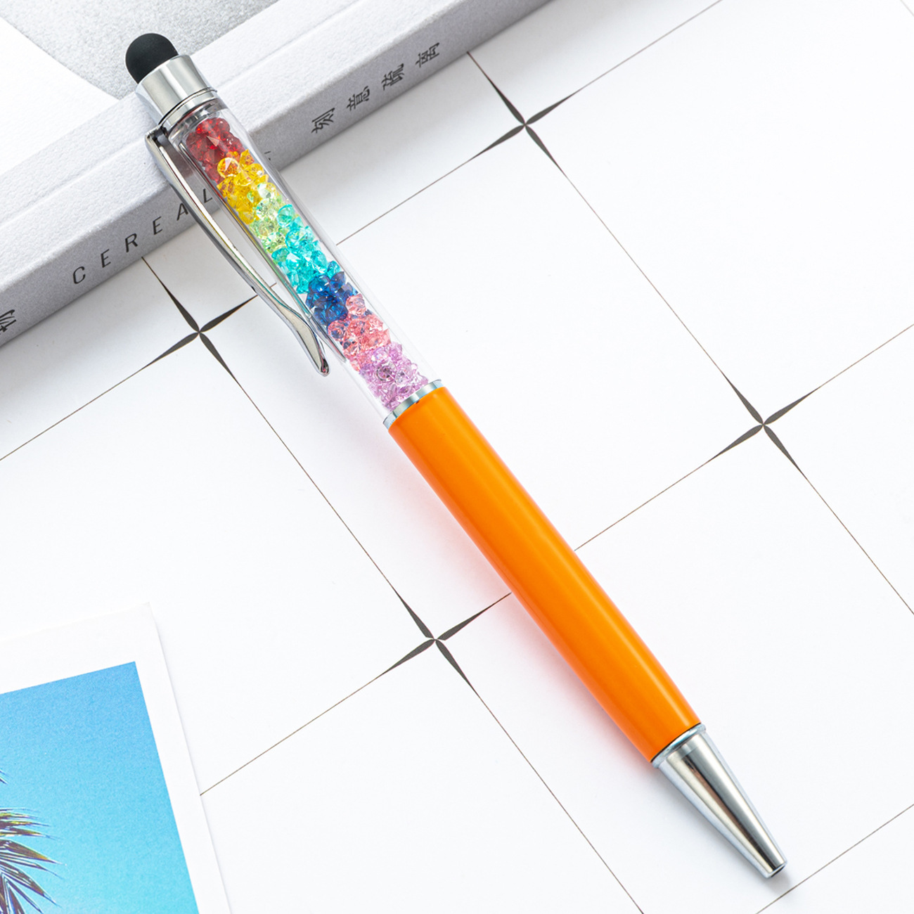 Corea del Sur creativo nuevo arco iris negro lápiz táctil lápiz táctil con pantalla de capacitancia para teléfonos móviles escritos a mano en stock