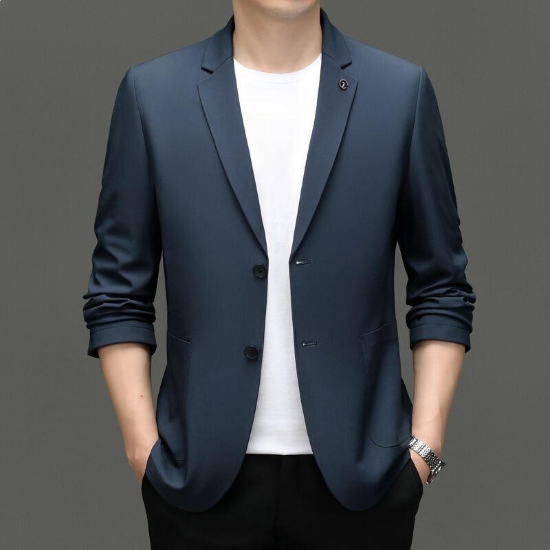 High-End Men's Mulberry Silk Suit 2026 Thin Casual Versatile Men's Jacket Wrinkle-Resistant Sun Protection Clothing