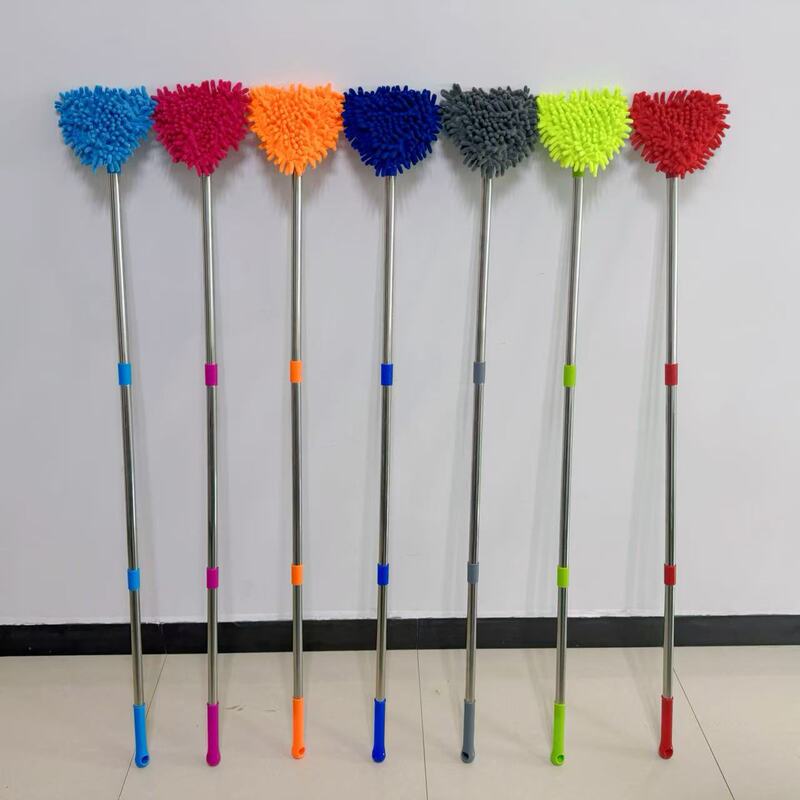 Triangular Lazy Mop with Stainless Steel Handle, Glass Cleaner, Mini Chenille Mop for Kitchen and Living Room Floors