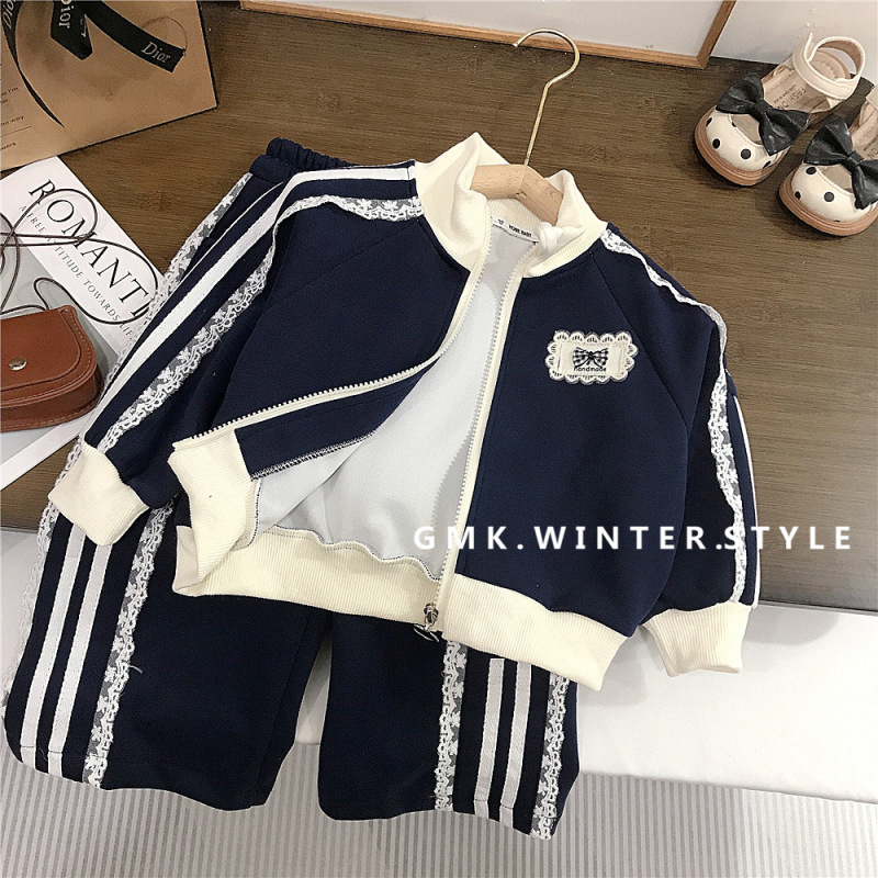 女童春秋套装新款儿童洋气时髦运动服中小童休闲卫衣两件套潮外贸|undefined