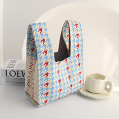 千鳥格針織包包女小眾設計韓版時尚百搭出街單肩手提包腋下包女包