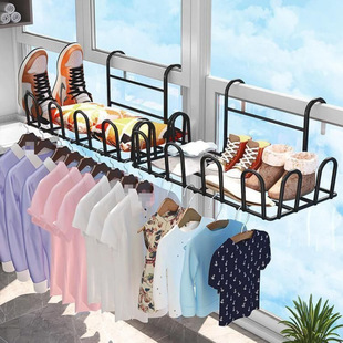 New Anti-Theft Window Iron Flower Stand Balcony Flower Pot Rack Guardrail Hanging Simple Indoor Hook Shoe Drying Artifact