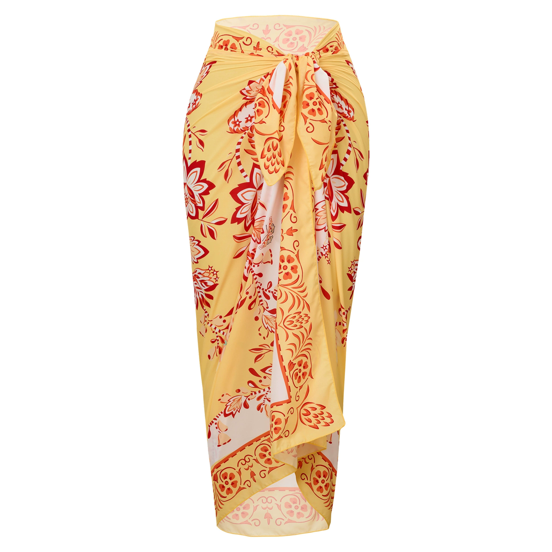 One-Piece Swimsuit (Qiao Jiayuan) 2025 Retro Style with Wrap Skirt, Crane Print, S–XL & One Size