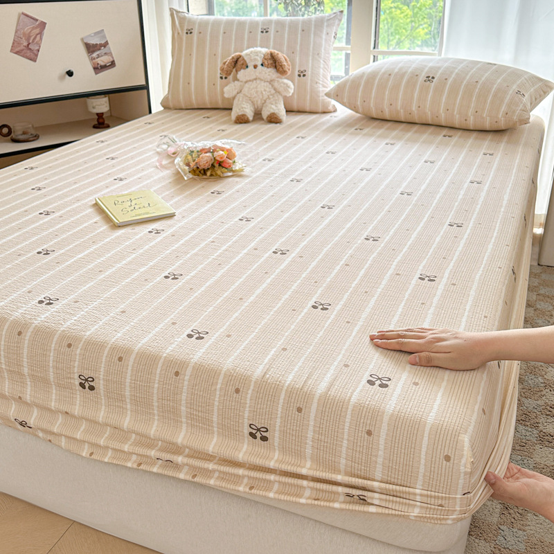 Fresh and Simple Maternal and Infant-Grade Double-Layer Gauze Fitted Sheet, Simmons Mattress Protector, Pure Cotton Washed Cotton Bed Cover, Cross-Border Wholesale